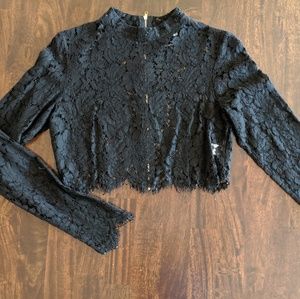 Black lace crop top